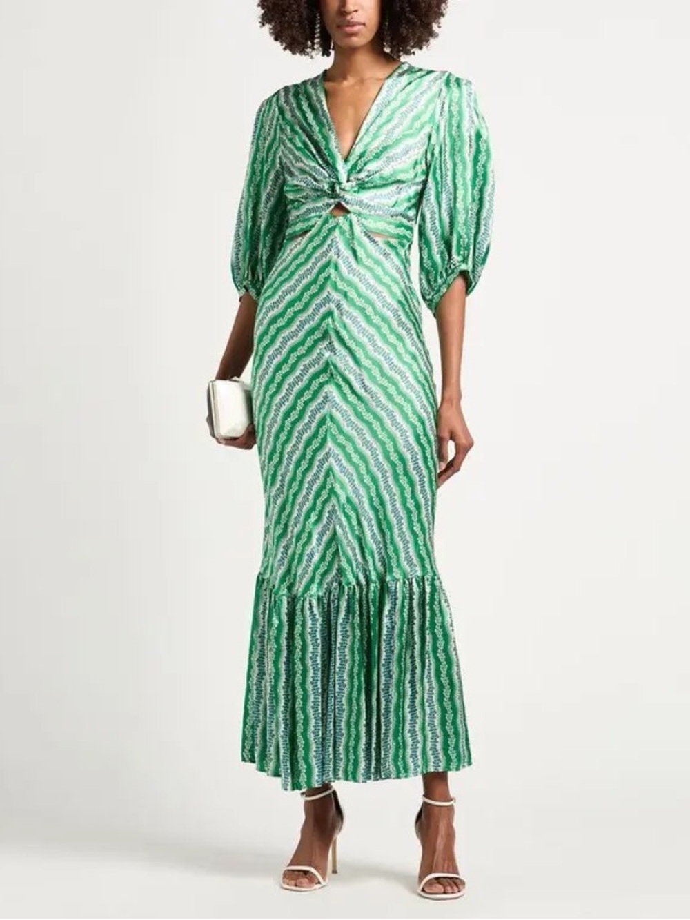 SANDRO Agnetta Floral Maxi Midi Puff Sleeve Cut Out Cocktail Dress \\ 38 (S)